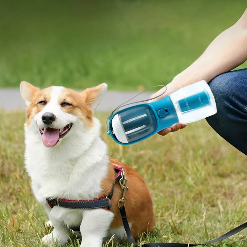 3 in 1 Portable Dog Water Bottle for Outdoor Walking Pet Drinker Cats Dogs Bowl Food Dispenser with Garbage Bag Pet Supplies